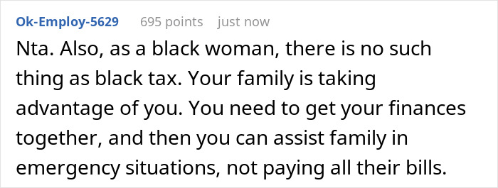 Comment about family taking advantage and advice on managing finances, related to teacher paying family's bills controversy. Comment about family taking advantage and advice on managing finances, related to teacher paying family's bills controversy.