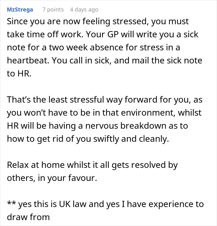 Text post explaining how a pregnant woman can use UK law to prove maternity leave eligibility and handle work stress. Text post explaining how a pregnant woman can use UK law to prove maternity leave eligibility and handle work stress.