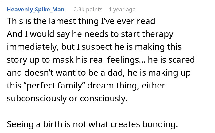 Man insists he can’t bond with daughter born by cesarean, leading to conflict and demands for divorce. Man insists he can’t bond with daughter born by cesarean, leading to conflict and demands for divorce.