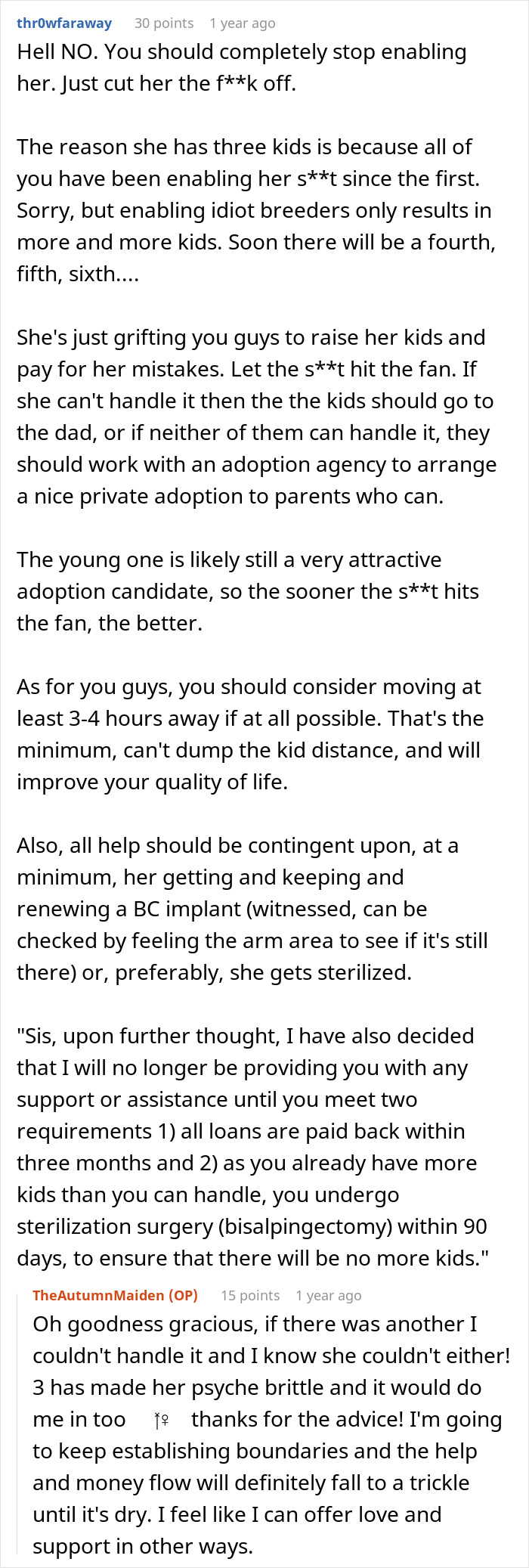 Screenshot of a Reddit discussion about child-free lady warning sis against too much babysitting and setting boundaries. Screenshot of a Reddit discussion about child-free lady warning sis against too much babysitting and setting boundaries.