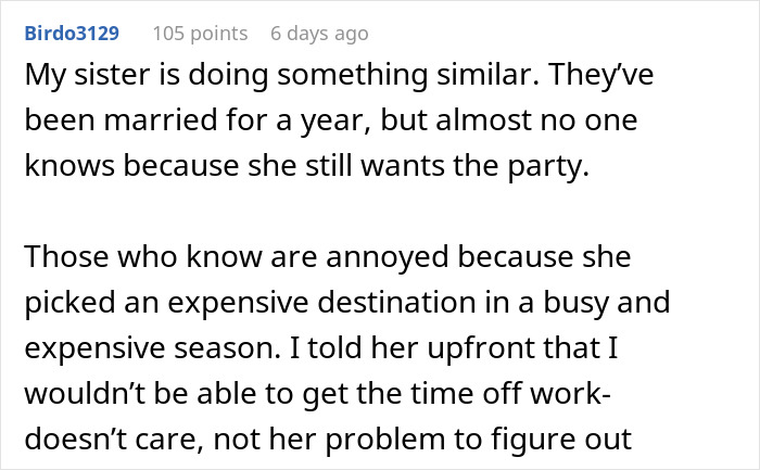 Online discussion about wedding guests shocked and confused after couple reveals they eloped three years before the big day. Online discussion about wedding guests shocked and confused after couple reveals they eloped three years before the big day.