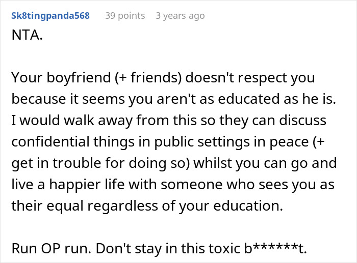 Comment from user Sk8tingpanda568 discussing disrespect and lack of privacy at party planned by woman refusing to leave. Comment from user Sk8tingpanda568 discussing disrespect and lack of privacy at party planned by woman refusing to leave.