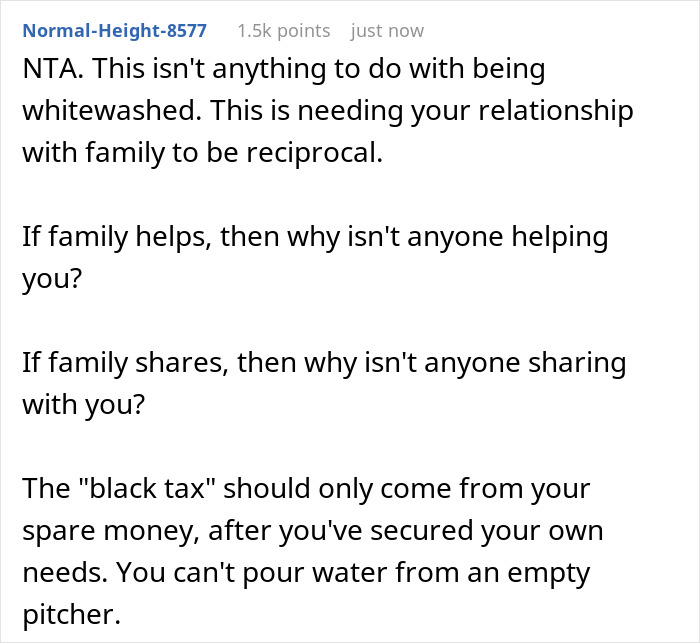 Comment discussing teacher paying family’s bills and addressing accusations of being whitewashed and selfish. Comment discussing teacher paying family’s bills and addressing accusations of being whitewashed and selfish.