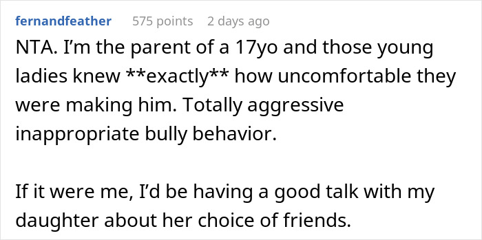 Comment discussing enforcing basic boundaries on daughter's sleepover, addressing aggressive and inappropriate behavior. Comment discussing enforcing basic boundaries on daughter's sleepover, addressing aggressive and inappropriate behavior.