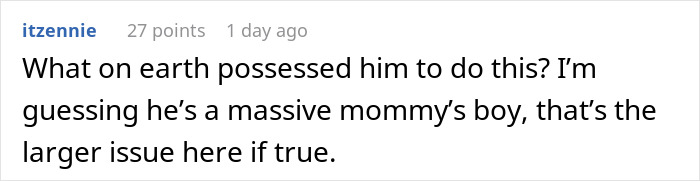 Comment expressing disbelief over husband giving sister-in-law’s graduation seat to his mom, causing upset. Comment expressing disbelief over husband giving sister-in-law’s graduation seat to his mom, causing upset.
