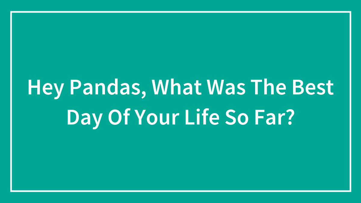 Text on teal background asking hey pandas about the best day of their life so far with SEO keyword best day of your life.