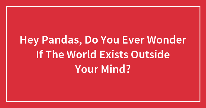 Hey Pandas, Do You Ever Wonder If The World Exists Outside Your Mind? (Closed)