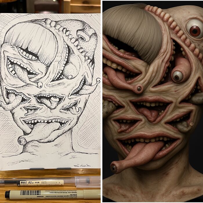 My 8 Terrible Human Face Sketches Transformed Into 3D By Chatgpt