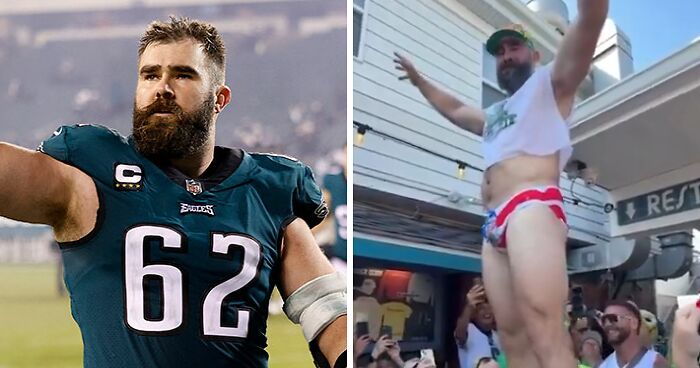Jason Kelce's Bulge Goes Viral After He Strips Down To Undies For Charity Event
