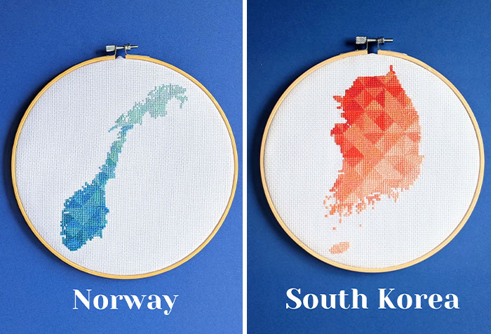 I Create Colorful Embroidered Maps, These Are My Top 40 Designs