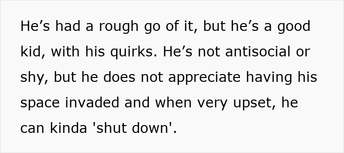 Text excerpt discussing a child's need for personal space and boundaries during a sleepover situation. Text excerpt discussing a child's need for personal space and boundaries during a sleepover situation.