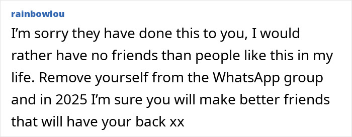 Comment expressing sympathy over a friendship of 10 years on the rocks, advising to remove toxic friends for better relationships. Comment expressing sympathy over a friendship of 10 years on the rocks, advising to remove toxic friends for better relationships.
