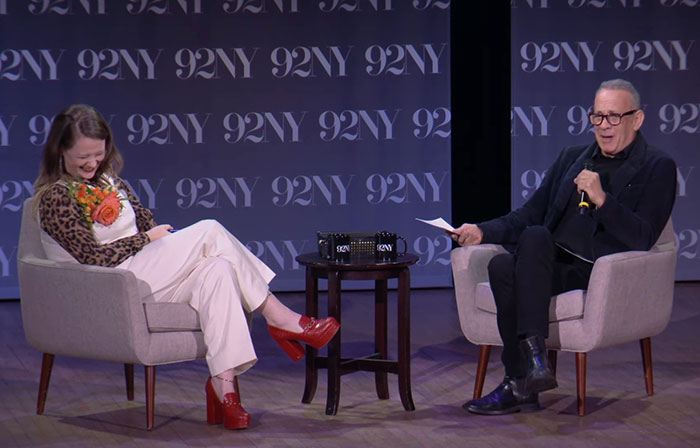 Tom Hanks speaking during an interview as he addresses confusion violence and deprivation from his childhood. Tom Hanks speaking during an interview as he addresses confusion violence and deprivation from his childhood.