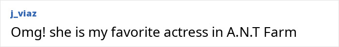 Comment text expressing admiration for a child star's role in A.N.T. Farm amid transformation and Disney concerns. Comment text expressing admiration for a child star's role in A.N.T. Farm amid transformation and Disney concerns.