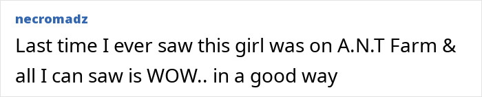 Comment expressing amazement at a child star’s unrecognizable transformation and referencing concerns over a sinister Disney pattern. Comment expressing amazement at a child star’s unrecognizable transformation and referencing concerns over a sinister Disney pattern.