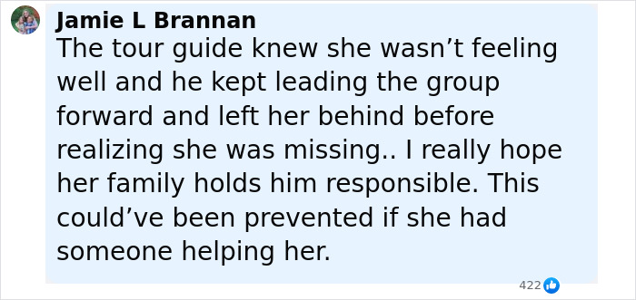 Comment about a tour guide abandoning a tourist trapped 1600ft inside an active volcano without help. Comment about a tour guide abandoning a tourist trapped 1600ft inside an active volcano without help.