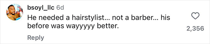 Comment on TikTok post criticizing barber for ruining homeless man's makeover, mentioning hairstyle was better before. Comment on TikTok post criticizing barber for ruining homeless man's makeover, mentioning hairstyle was better before.