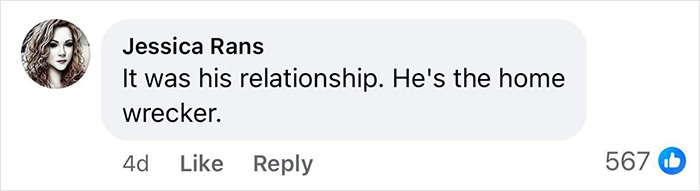 Screenshot of a Facebook comment accusing someone of being a home wrecker amid Hugh Jackman and Sutton Foster news. Screenshot of a Facebook comment accusing someone of being a home wrecker amid Hugh Jackman and Sutton Foster news.