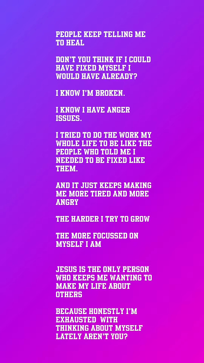 Text image with a purple background showing Justin Bieber's sad confession about anger issues and emotional struggles after paparazzi meltdown. Text image with a purple background showing Justin Bieber's sad confession about anger issues and emotional struggles after paparazzi meltdown.