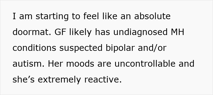 Text showing a woman struggling in life as her girlfriend torments her despite her putting heart and soul into the relationship.