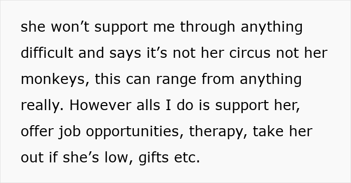 Text excerpt showing a lady putting her heart and soul in a relationship while feeling tormented and struggling in life.