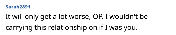 Comment warning about carrying on an insecure baby relationship after boyfriend kissed female friend over a decade ago.