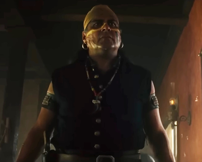 Actor Chris Pratt in a dark outfit with face paint, sparking heated reactions over tribute to Parks and Rec co-star. Actor Chris Pratt in a dark outfit with face paint, sparking heated reactions over tribute to Parks and Rec co-star.