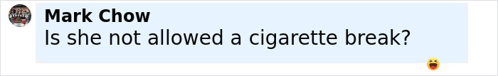Comment saying Is she not allowed a cigarette break with a laughing emoji reacting to Beyoncé roasted after cigarette stunt. Comment saying Is she not allowed a cigarette break with a laughing emoji reacting to Beyoncé roasted after cigarette stunt.