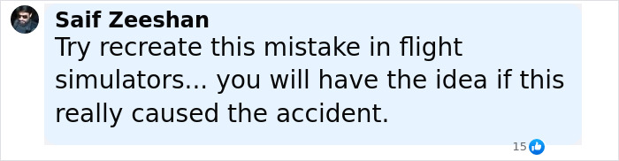 Comment by Saif Zeeshan discussing a simple mistake that may have caused the tragic Air India crash in flight simulators. Comment by Saif Zeeshan discussing a simple mistake that may have caused the tragic Air India crash in flight simulators.