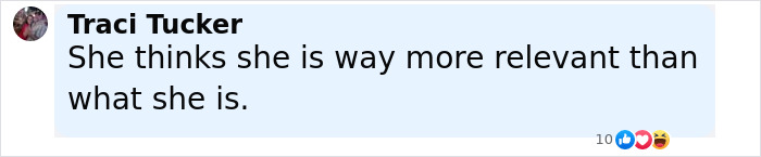 Comment from Traci Tucker criticizing Madonna, highlighting controversy during Hamilton performance and disrespectful behavior concerns. Comment from Traci Tucker criticizing Madonna, highlighting controversy during Hamilton performance and disrespectful behavior concerns.