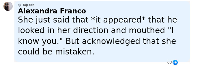 Woman discussing Diddy's aged look and alleged mouthed threat during court trial in a social media comment.