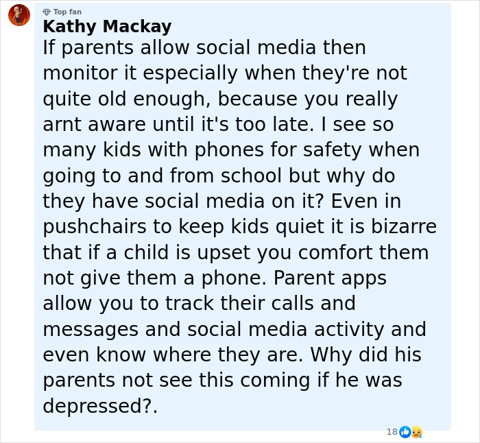 Comment discussing the dangers of social media for children related to the viral scarf challenge and parental monitoring. Comment discussing the dangers of social media for children related to the viral scarf challenge and parental monitoring.