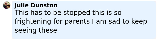 Comment by Julie Dunston expressing concern and sadness about the dangers of viral scarf challenge affecting children. Comment by Julie Dunston expressing concern and sadness about the dangers of viral scarf challenge affecting children.