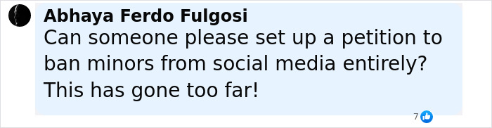 Comment reading Can someone please set up a petition to ban minors from social media after boy 12 passes away attempting viral scarf challenge Comment reading Can someone please set up a petition to ban minors from social media after boy 12 passes away attempting viral scarf challenge