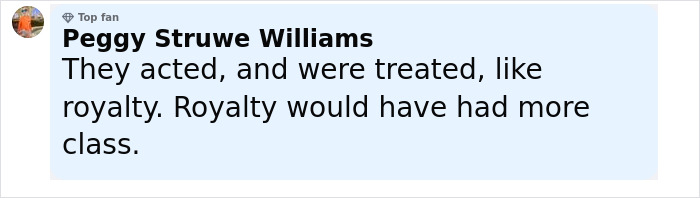 Comment by Peggy Struwe Williams expressing disappointment about the class of strung-out celebrity looks after weekend partying. Comment by Peggy Struwe Williams expressing disappointment about the class of strung-out celebrity looks after weekend partying.