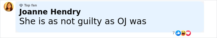 Comment from user Joanne Hendry expressing opinion on Karen Read's not guilty verdict in cop boyfriend slaying trial. Comment from user Joanne Hendry expressing opinion on Karen Read's not guilty verdict in cop boyfriend slaying trial.