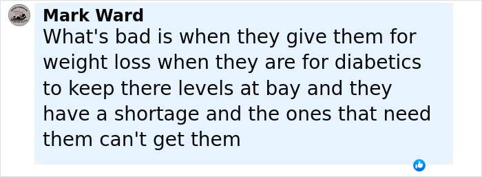 Comment by Mark Ward expressing concern over Ozempic and Mounjaro use for weight loss amid shortages for diabetics. Comment by Mark Ward expressing concern over Ozempic and Mounjaro use for weight loss amid shortages for diabetics.