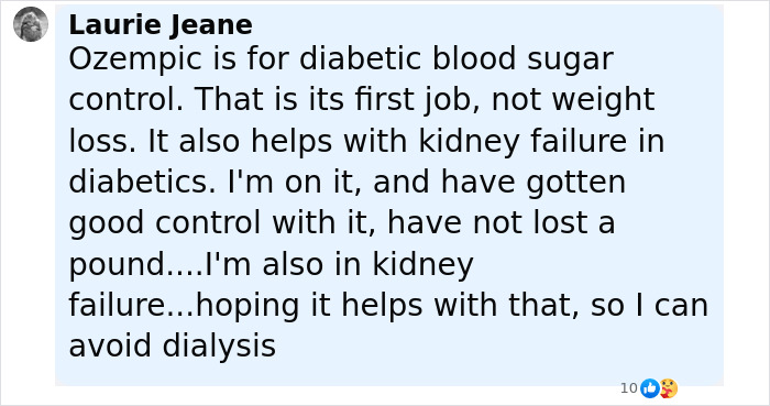 Comment discussing Ozempic’s use for diabetic blood sugar control and kidney failure amid organ-destroying drug concerns. Comment discussing Ozempic’s use for diabetic blood sugar control and kidney failure amid organ-destroying drug concerns.