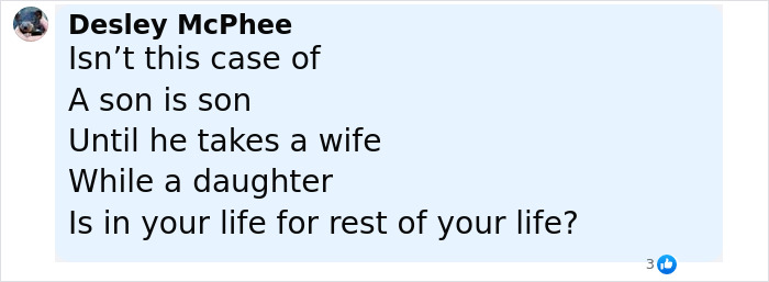 Comment by Desley McPhee reflecting on family relationships, shared amid Brooklyn Beckham no contact feud with parents. Comment by Desley McPhee reflecting on family relationships, shared amid Brooklyn Beckham no contact feud with parents.