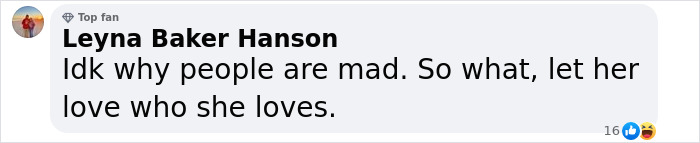 Comment by Leyna Baker Hanson expressing support for JoJo Siwa amid backlash over orientation during Pride Month. Comment by Leyna Baker Hanson expressing support for JoJo Siwa amid backlash over orientation during Pride Month.
