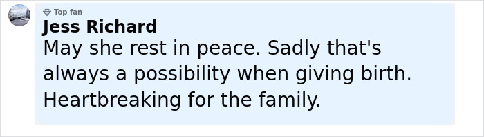 Comment on news about real housewives exec passing away during childbirth, expressing sympathy for the family and mentioning the risks. Comment on news about real housewives exec passing away during childbirth, expressing sympathy for the family and mentioning the risks.