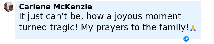 Comment from Carlene McKenzie expressing sorrow over a tragic moment involving a Real Housewives exec passing away during childbirth. Comment from Carlene McKenzie expressing sorrow over a tragic moment involving a Real Housewives exec passing away during childbirth.