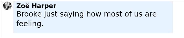 Comment by Zoë Harper stating Brooke Shields is expressing how most people are feeling about Meghan Markle podcast interview. Comment by Zoë Harper stating Brooke Shields is expressing how most people are feeling about Meghan Markle podcast interview.