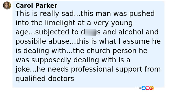 Text comment on social media about Justin Bieber’s sad confession after aggressive meltdown and concerns for his well-being. Text comment on social media about Justin Bieber’s sad confession after aggressive meltdown and concerns for his well-being.