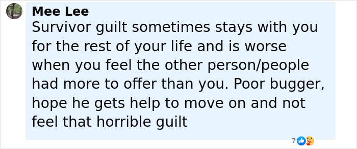 Comment about survivor guilt shared by Air India survivor expressing deep emotional pain and hope for healing and moving on. Comment about survivor guilt shared by Air India survivor expressing deep emotional pain and hope for healing and moving on.