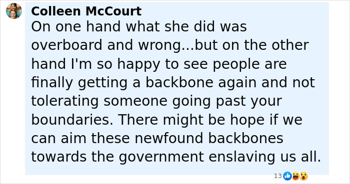 Comment on a social post about a woman who set her male friend on fire over a misogynistic comment asking for a lighter sentence. Comment on a social post about a woman who set her male friend on fire over a misogynistic comment asking for a lighter sentence.