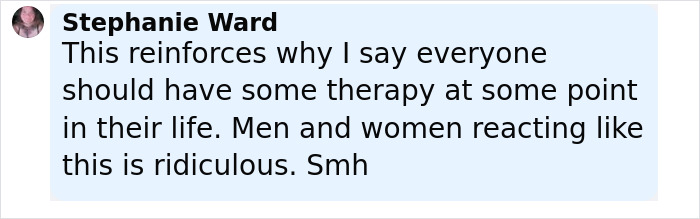 Screenshot of a comment by Stephanie Ward on a misogynistic incident involving a woman and her male friend. Screenshot of a comment by Stephanie Ward on a misogynistic incident involving a woman and her male friend.