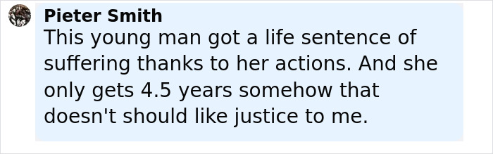 Comment by Pieter Smith discussing sentencing disparity in case of woman who set male friend on fire over misogynistic comment. Comment by Pieter Smith discussing sentencing disparity in case of woman who set male friend on fire over misogynistic comment.