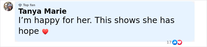 Comment from Tanya Marie, expressing happiness and hope, about Amanda Bynes stepping out after revealing use of Ozempic. Comment from Tanya Marie, expressing happiness and hope, about Amanda Bynes stepping out after revealing use of Ozempic.