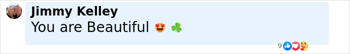 Comment saying You are Beautiful with heart eyes and clover emojis, showing fan admiration for famous 90s actress. Comment saying You are Beautiful with heart eyes and clover emojis, showing fan admiration for famous 90s actress.